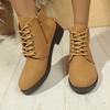Large Size Block-heeled Boots for Women, New British-style Casual Fashion for Autumn/winter 2025, Versatile Lace-up Boots Women