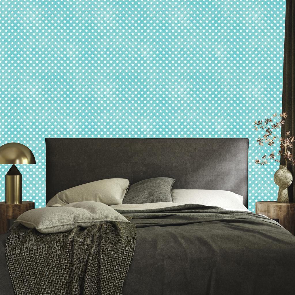 Wallpaper Stars Aquamarine and Turquoise, Aquamarine Background for Living Room and Bedroom 50x1000