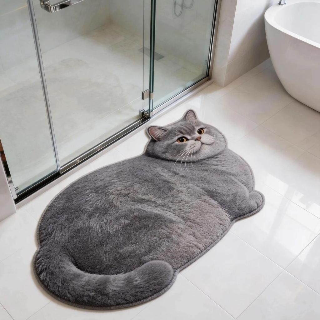 3D Süße Katze Form Diatomeenerde Badematte Super Saugfähig Rutschfest Schnell Trocknend Badezimmer Fußmatte für Katzenliebhaber Heimdeko Geschenk
