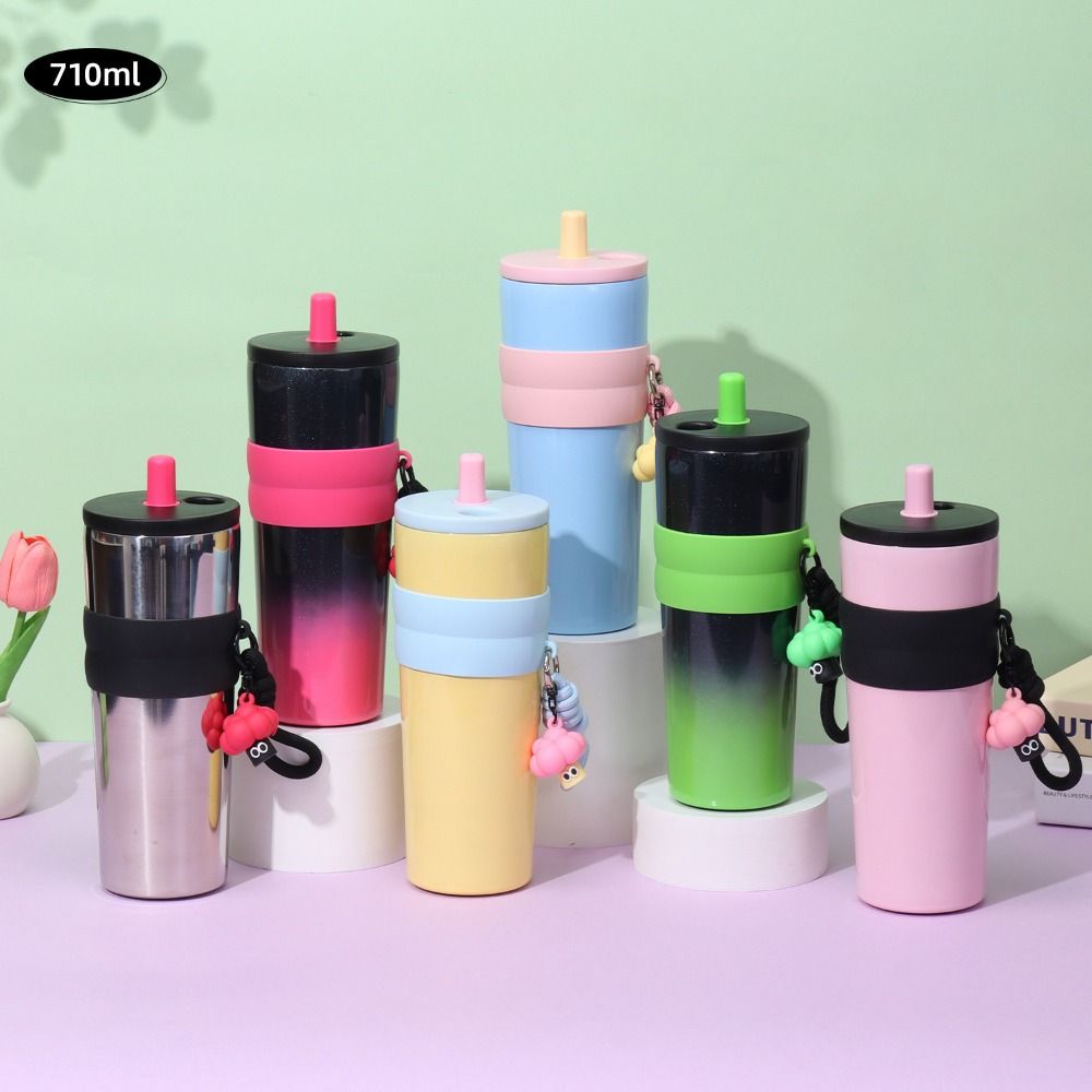 Large Capacity Insulated Water Bottle 710ml Stainless Steel Vacuum Flask Ice Bar Mug  Porridge Soup