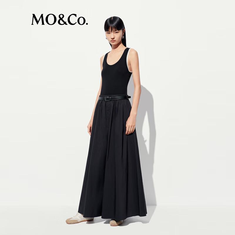 MO&Co. Patchwork Vest Tech-Chic Dress with Belt