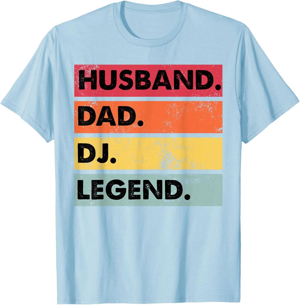 HHusband Dad DJ Legend Funny DJ Disc Jockey Music Player TShirt Casual Short Sleeve Top