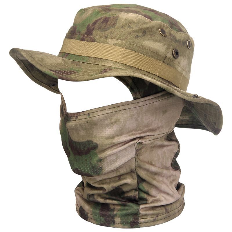 Women Men Hiking Fishing Boonie Hat Outdoor Sport Sun UV Protection Neck Face Camouflage Adjustable Bucket Caps and Mask