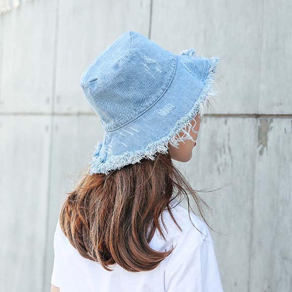 Retro Shabby Fisherman Hat Lightweight Sun Protection Basin Cap Cowgirls Denim Bucket Hats Summer