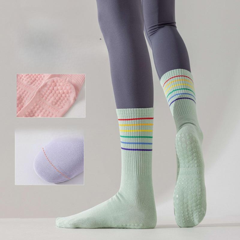 Baumwoll-Yoga-Socken, Anti-Rutsch-Pilates, Sport und Freizeit, Wadenlange Socken, Aerobic, Fitnesstraining, Nahtlose Socken