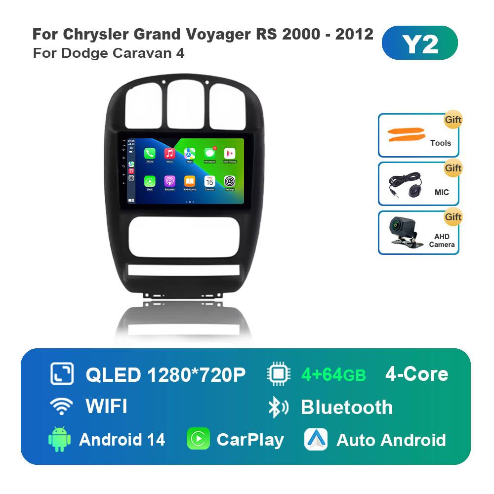 Car Radio Multimedia Player Android 14 System for Dodge Caravan 4 For Chrysler Grand Voyager RS 2000 - 2012 GPS Navi WiFi BT