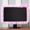 Dantelă material Computer Frame Cover Monitor Screen Anti-praf Cover cu elastic Pen Pocket Bow Home Decorations