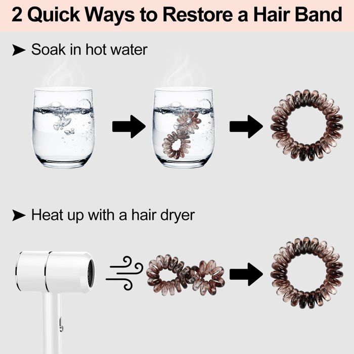 Élastiques à Cheveux Spirale - JESSLAB - 20Pcs - Doux pour Cheveux - Non Absorbants - Réutilisables