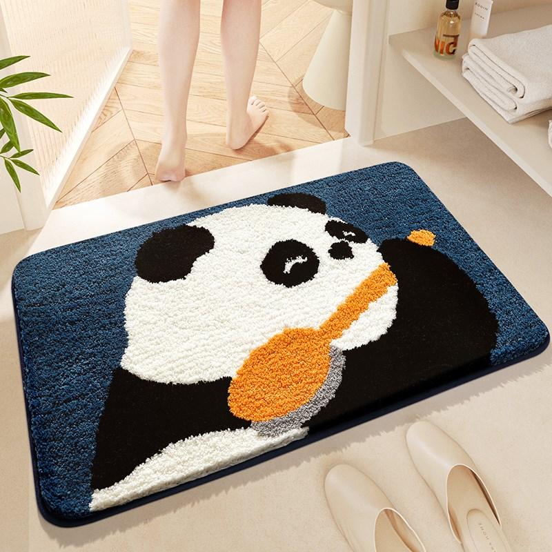 Selected room specific floor mat, water absorbing quick drying household foot mat, cartoon plush bathroom door mat, panda toilet