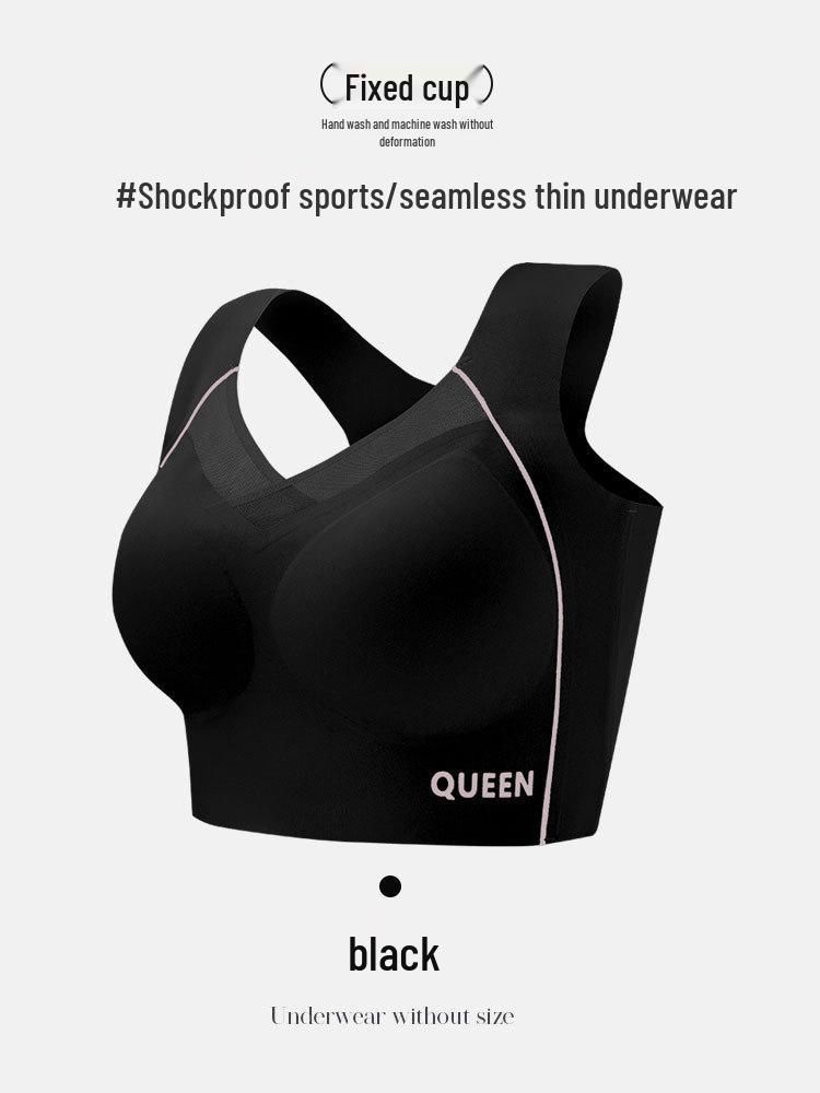 Seamless Plus Size Shockproof Sports Bra with Widened Side Wall and Push-Up Support, No Steel Ring