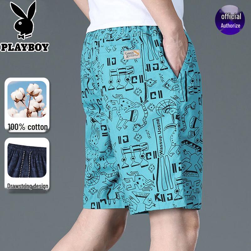 PLAYBOY Men s Cotton Casual Printed Shorts XL