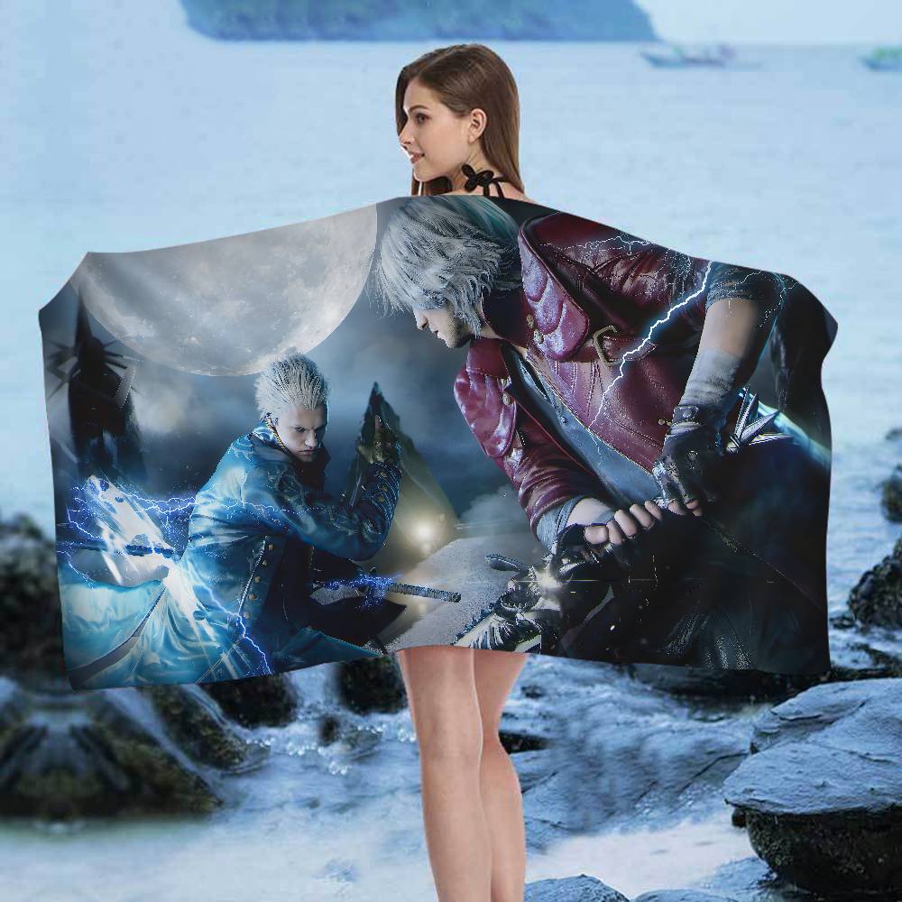 Game D-Devil M-May C-Cry Microfiber Printed Beach Towel Mountain Climbing Yoga Beach Swimming Running Absorbent Soft Towel