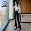 Flared Pants Children's Spring and Summer New High Waist Thin Drape Black Suit Women's Pants Summer Front Split Slightly Pulled Pants
