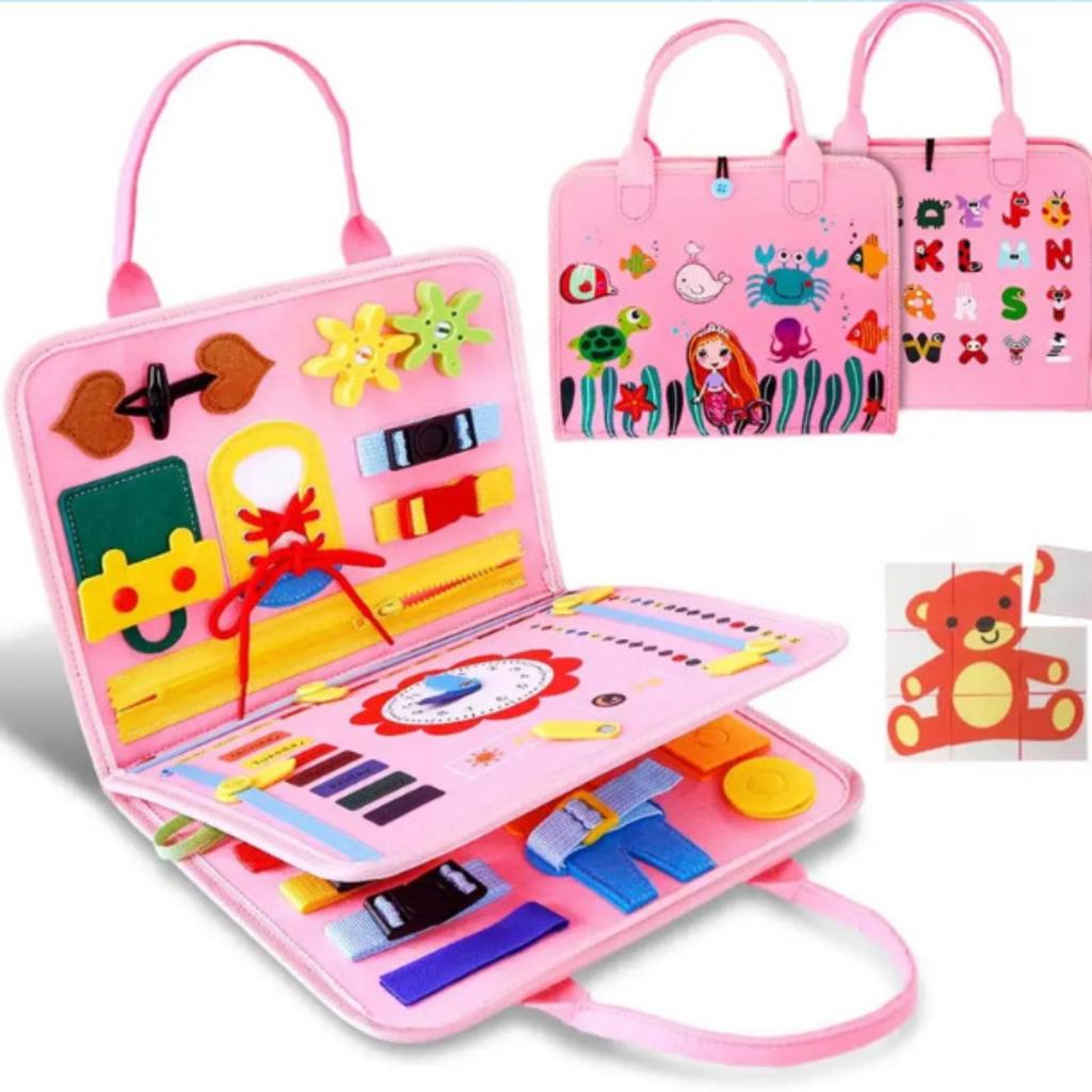 Soft Felt Learning Busy Board | Fine Motor Skills Development, Portable unfolds Design Style 1