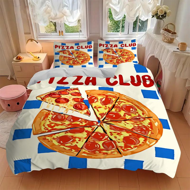 3pcs Pizza, Club Duvet Cover Set, Soft Comfortable Duvet Cover,Guest Room (1*Duvet Cover + 2*Pillowcase, Without Core) yy251104182