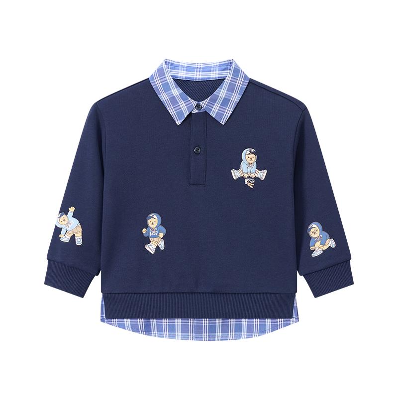 Teenie Weenie Kids Bear 2026 Faux Two-Piece Lapel Sweatshirt 90