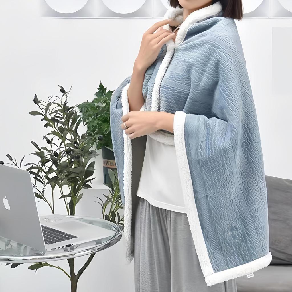 Flannel Embossed Shawl Blanket: Light Luxury, No Pilling, No Fading, Machine Washable, Ideal for Naps & Air Conditioned Spaces.