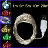 1/5/20M USB LED String Lights Copper Silver Wire Garland Light Waterproof Fairy Lights For Christmas Wedding Party Decoration