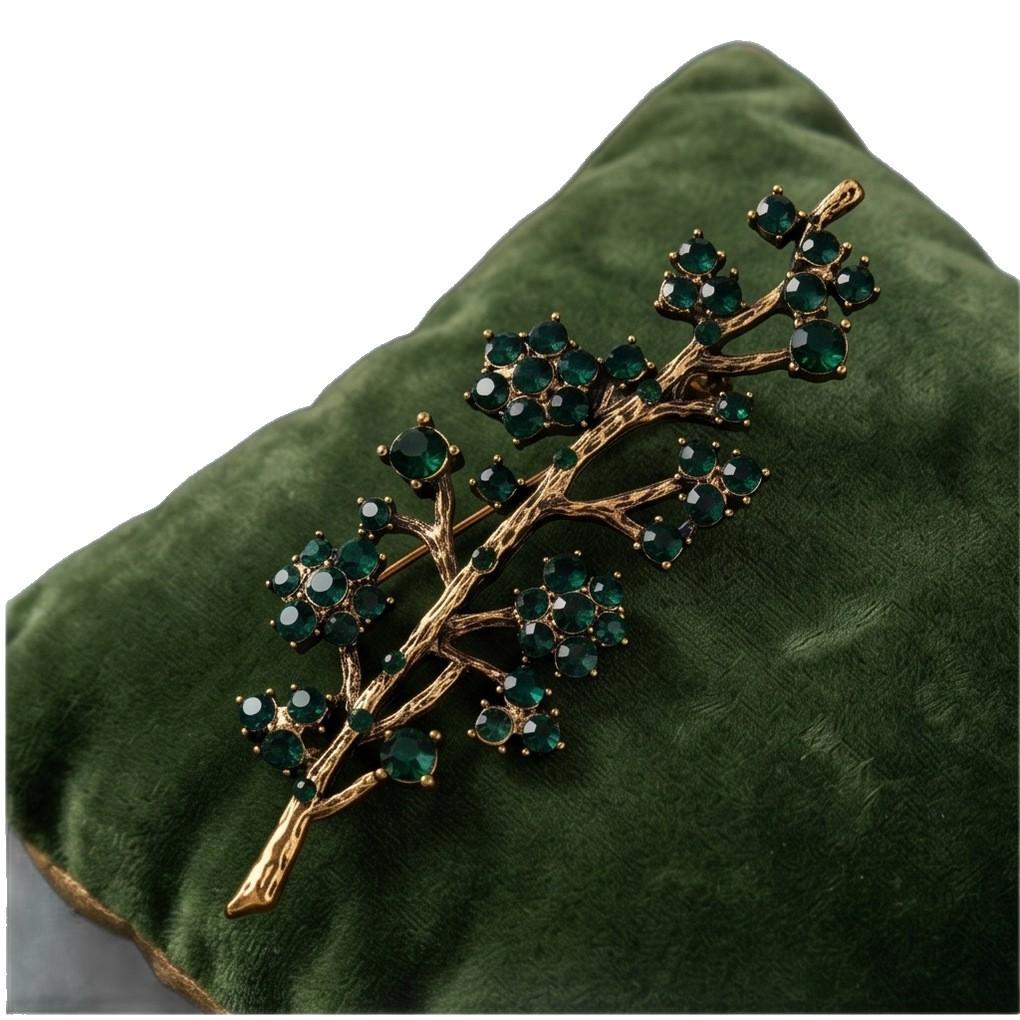 Emerald Branch Brooch - Women's Luxury High-End Fashion Accessory with Exquisite and Stylish Design
