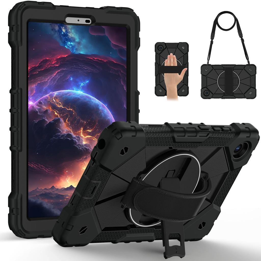 Rotatable Heavy Duty Case for Lenovo Tab One (K9) 2025 8.7 Inch TB305FU Rugged Stand Cover with Shoulder Strap 3-Layers Protect