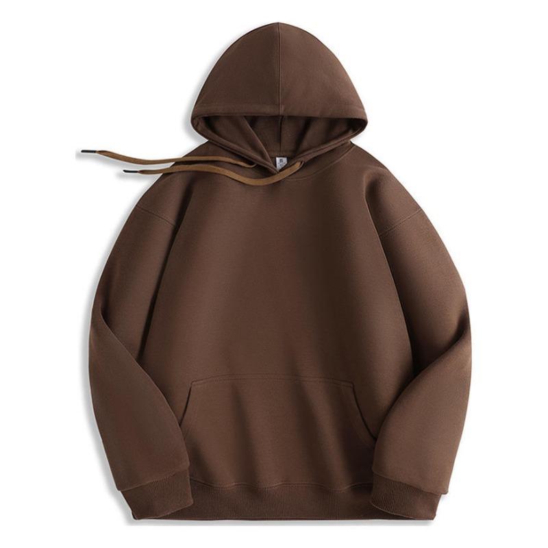 Autumn and Winter Long Sleeve Women Hooded Sweatshirt Loose Plus Size Casual Simple Thick Hooded Jacket Tops Solid Color Drawstring Office Clothing