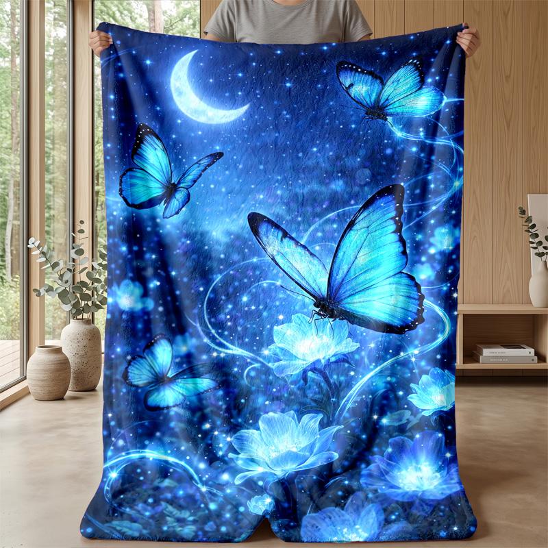 Mechanical Butterfly and Rose Theme blanket Lightweight Warm Flannel Blanket Decorative Throw Blanket for Home Decoration