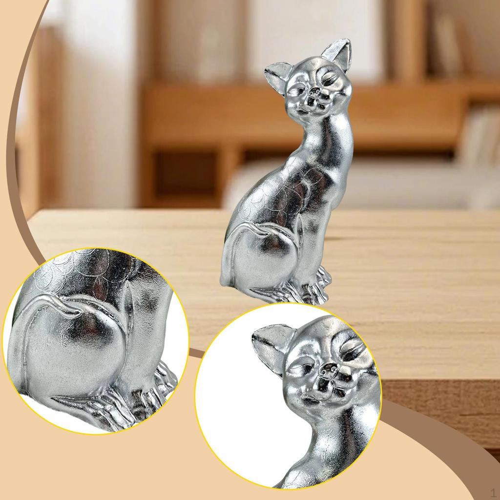 Statua di Gatto Come Regalo Decorativo per Amanti, Carina Statuetta da Tavolo in Resina per Tavolo, Balcone, O