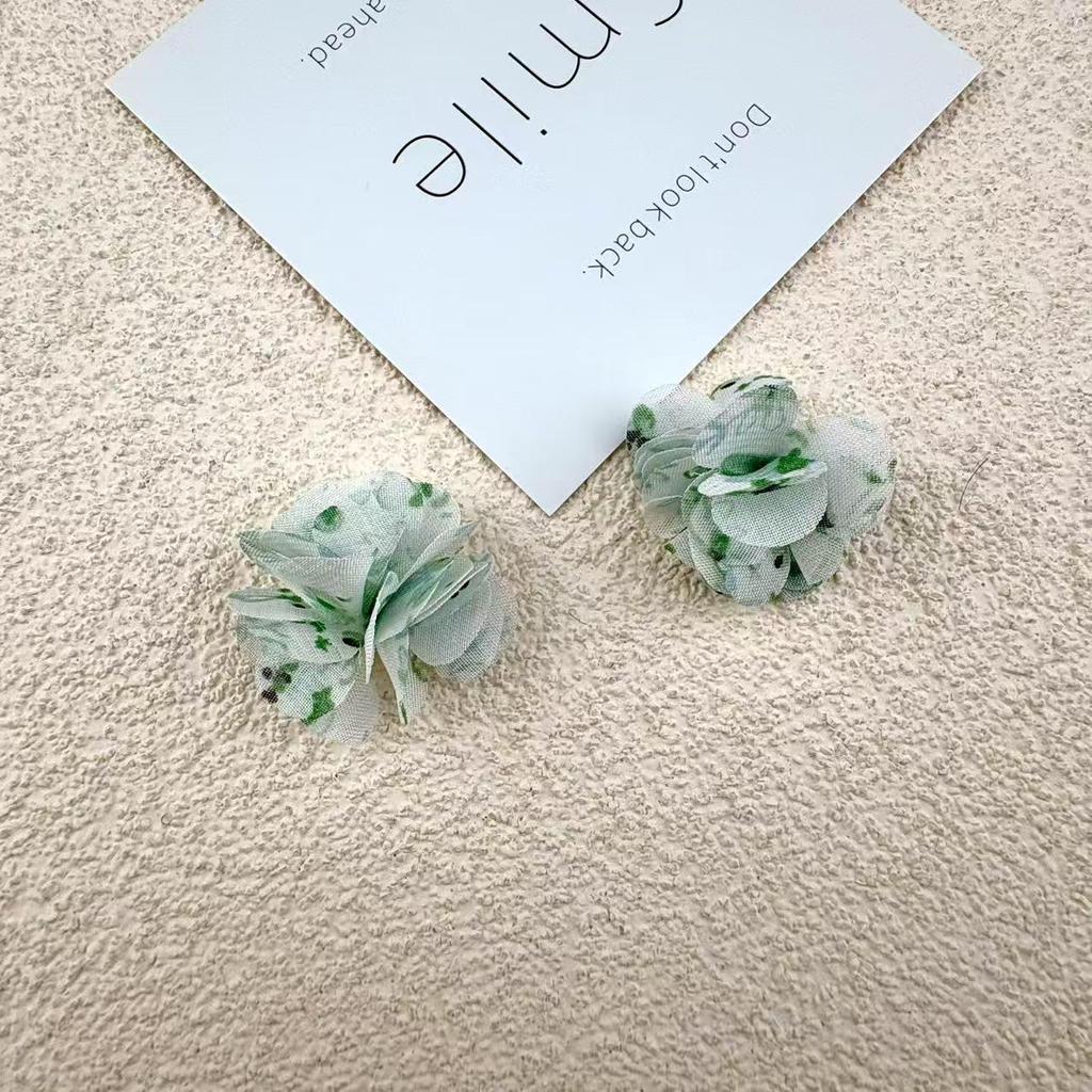 Hand-Sewn Retro Floral Jewelry Fabric DIY Stud Earrings