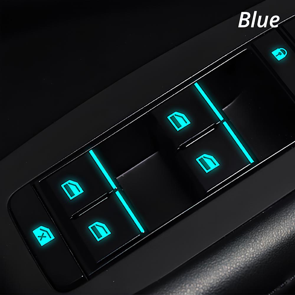 1/2PCS Car Styling Window Switch Luminous Stickers Nighting Glowing Button Auto Stickers Universal Green Orange Blue