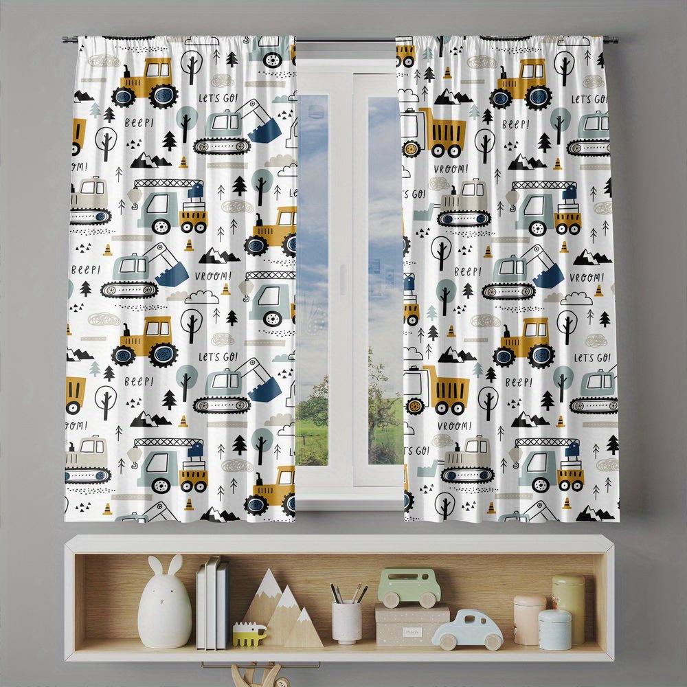 Cartoon engineering vehicle printed curtains   Christmas decorations   bedroom and living room   home decoration   room decoration