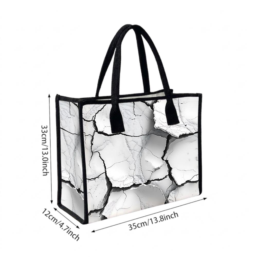 Cracked Pattern Casual Tote Bag Stylish Women Daily Use Shoulder Bag for Shopping Commute