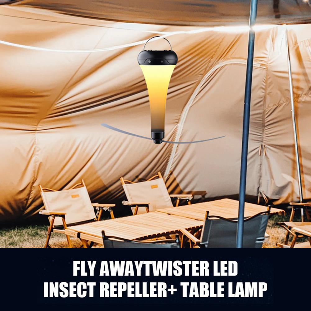 Fliegenabwehr Ventilator Licht LED Tischlampe Wiederaufladbar Hängender Fliegenvertreiber mit Weichen Flügeln Hält Fliegen Fern für Camping Picknick