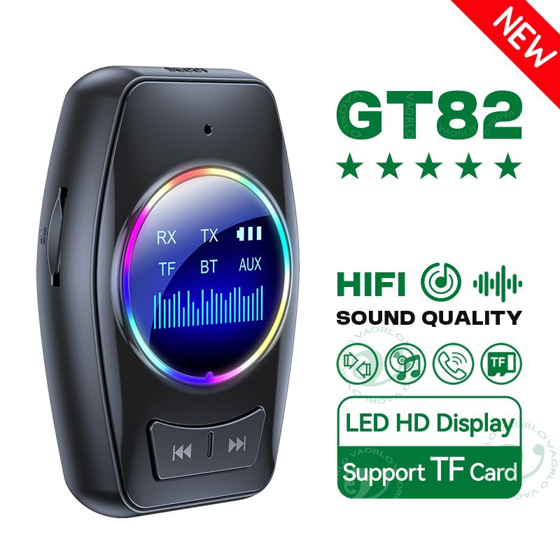

Bluetooth 5.4 аудио передатчик приемник RGB светодиодный дисплей Hifi стерео музыкальный беспроводной адаптер 3.5 мм AUX TF с микрофоном для ТВ ПК автомобиля Standard Edition