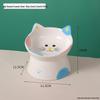 Hand-Painted Ceramic Cat Bowl: Cute, Multi-functional, Slanted for Neck Protection, High-Legged Design Suitable for Food & Water