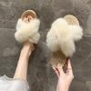 Mao Mao Slippers Women's Wear 2025 Autumn New Internet Celebrity Cross Flat Lazy Comfortable Home with One Word Sandals