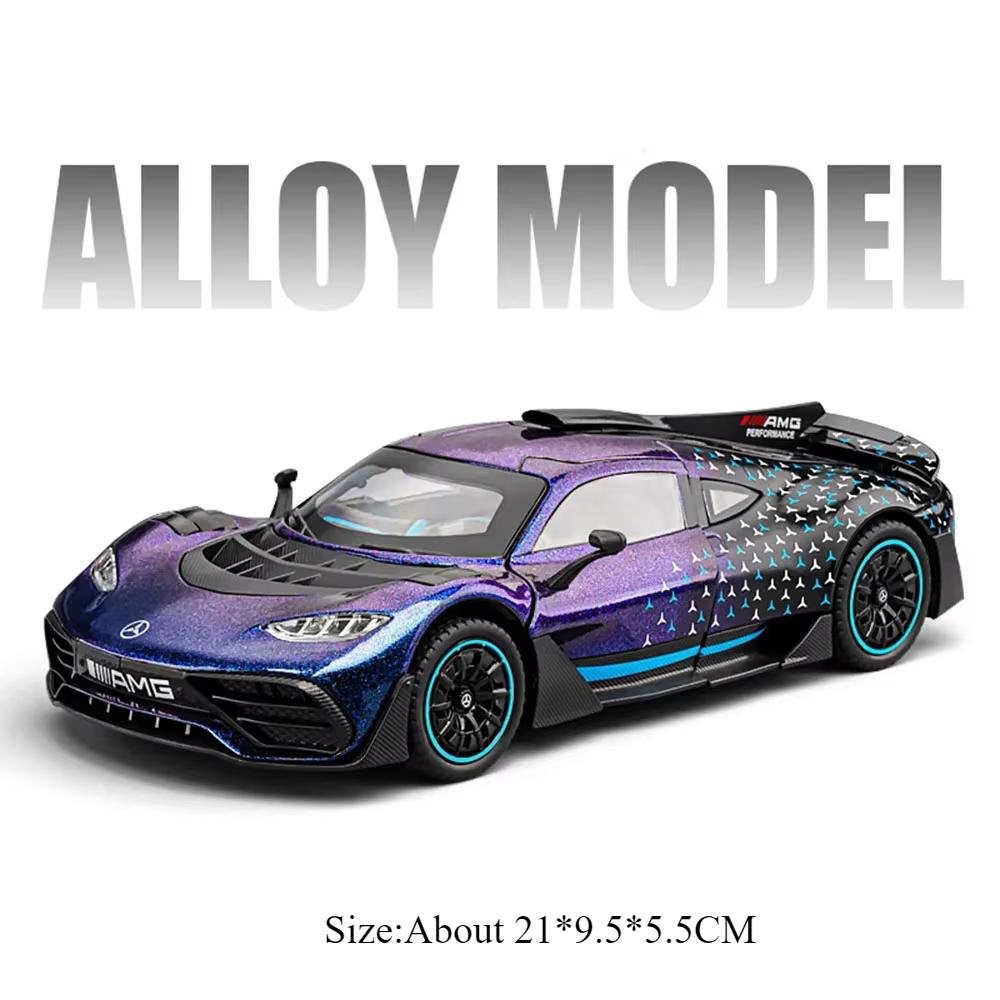 1:24 Vision Gt Alloy One Sports Car Model Diecast Miniature Toy Sound Light Pull Back Door Opened Vehice For Friend Holiday Gift