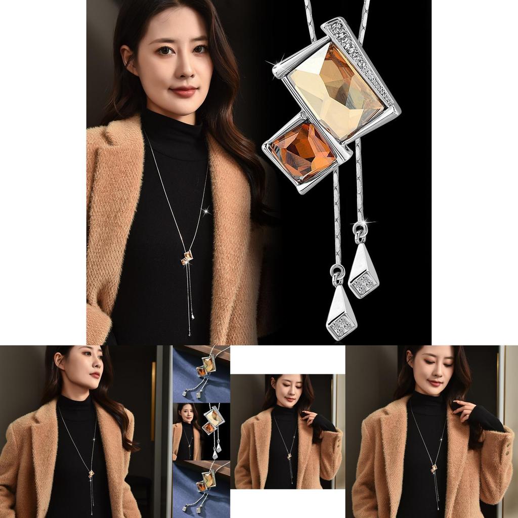 Stunning Korean Style Long Geometric Pendant Necklace Feminine Fashion Accessory