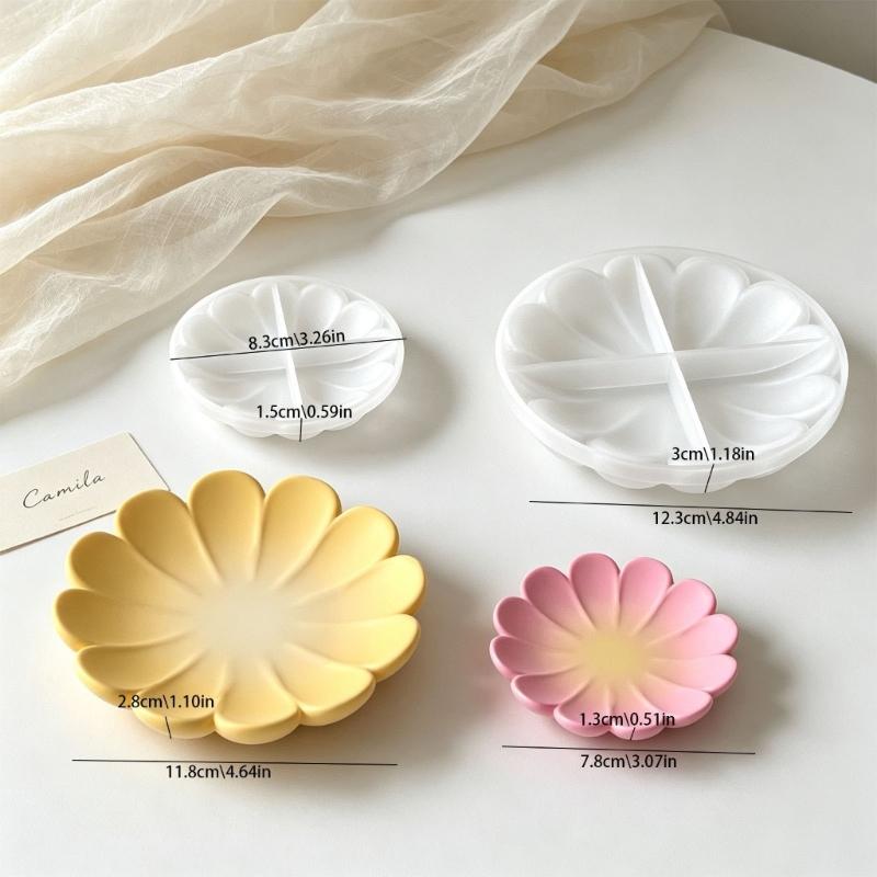 Flower Storage Tray Silicone Mold, Non-Stick Resin Gypsum Casting Mold To Make Jewelry Organizers, Plaster Desktop Decors Plate DIY Craft Mold