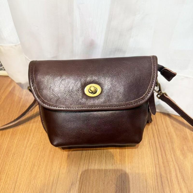 

Small Bag First Layer Of Tree Paste Cowhide Retro Mailman Qiujia Genuine Leather Commuter One-shoulder Cross-slung Female 22x9x17CM кофейный