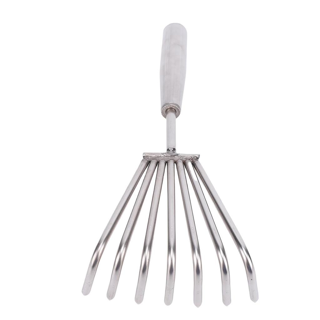 Hand Rake Cultivator Claw Soil Tiller, Stainless Steel Garden Tool Rakes with 7 Tines, Small Beach Rake for Gardening Cultivating Loosening Weeding D