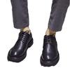 Leather Breathable Versatile Business Casual Leather Shoes Men'S Round Head Lace-Up Thick Sole Wear-Resistant Blue Dress Derby Shoes