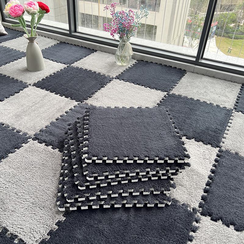 Soundproof Plush Patchwork Carpet: Bedroom & Living Room Rug, Free Cut, Silent Bedside Mat
