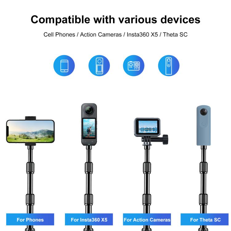 1.5m Aluminum Alloy Invisible Selfie Stick