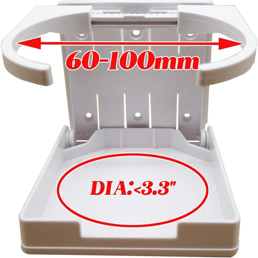 TIHOOD 2PCS Adjustable Folding Drink Holder/Adjustable Cup Holder For Marine/Boat/Caravan/Car/Trucks/RVs/Vans (White)