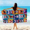 Microfiber Large Beach Towel, Sand Free Quick Dry, Cute Dog with Glasses Print, Colorful Pet Themed Towel