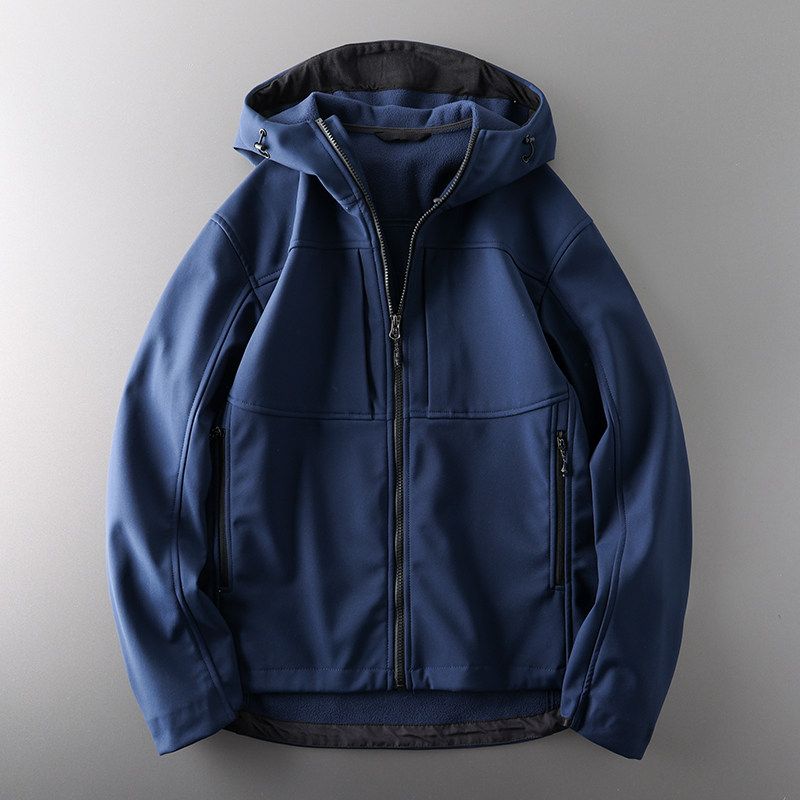 Spring and Autumn Windproof Waterproof Cut-off Label Men s Soft Shell Jacket Navy blue S