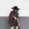 Wide Brim Felt Hat Hepburn Style Panama Hat New Flat-top Cap  Jazz