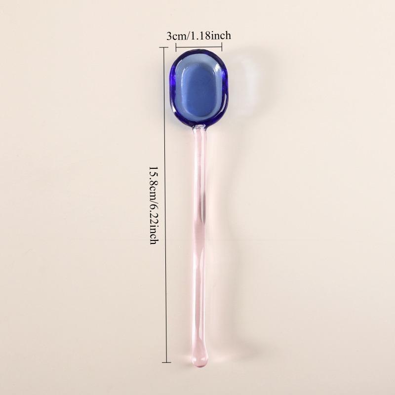Long Handle Glass Soup Spoons High Temperature Colored Transparent Juice Coffee Dessert Stirring Spoon Kitchen Tableware4