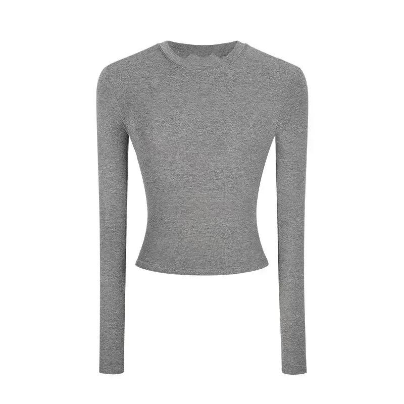 Women's Slim-Fit Long-Sleeve Top - High-End Round Neck Tee for Spring/Autumn
