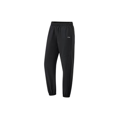 Li Ning Fitness Series Solid Color Loose Fit Woven Sports Long Pants Women Bottoms Black AYKT930-1